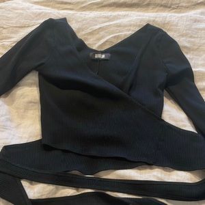 Reformation Black Wrap Top